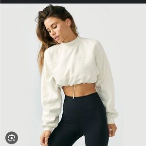 Joah Brown Cropped Draw Cord Sweatshirt